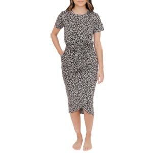 Smash + Tess Rebecca Wrap Dress Grey Lola Leopard Size Large